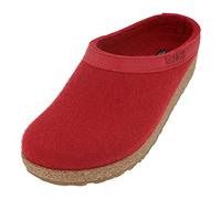 HAFLINGER Grizzly Torben pantofola zoccolo in feltro di pura lana rubino, taglia 44