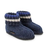 HAFLINGER HUTTENSCHUH PAUL PANTOFOLA A STIVALETTO IN LANA COTTA BLU