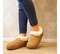 HAFLINGER ICELAND PANTOFOLE IN PELLE DI MONTONE CHESTNUT