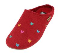 HAFLINGER Pantofole Donna Everest Farfalline 484014, Numero:37 EU, Colore:Rosso