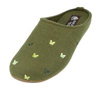 HAFLINGER Pantofole Donna Everest Farfalline 484014, Numero:38 EU, Colore:Verde