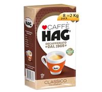 Hag - Caffè Macinato Decaffeinato Gusto Classico Macinato Fresco - Chicchi Pregiati di Arabica e Robusta - Contiene 8 confezioni da 250 gr (totale 2 kg)