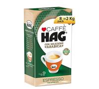 Hag - Caffè Macinato Decaffeinato Gusto Espresso Macinato Fresco - Miscela caffè per Moka o macchina da Espresso con braccetto - Contiene 8 confezioni da 250 g (Totale 2 kg)