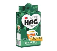 Hag - Caffè Macinato Decaffeinato Gusto Espresso - Miscela caffè per Moka o macchina da Espresso con braccetto - 12 confezioni da 250 gr