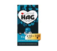 Hag - Capsule Caffè Decaffeinato Espresso Classico - 100 capsule in alluminio - Intensità 6 - Compatibili con Macchine Nespresso®* original - 10 pacchetti da 10 capsule (totale 100 capsule)