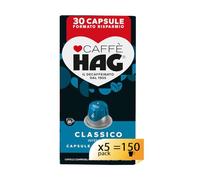 Hag - Capsule Caffè Decaffeinato Espresso Classico - 150 capsule in alluminio - Intensità 6 - Compatibili con Macchine Nespresso®* original - 15 pacchetti da 10 capsule