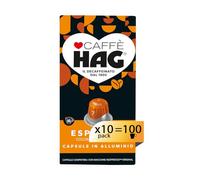 Hag - Capsule Caffè Decaffeinato Espresso Colombia - 100 capsule in alluminio - 10 pacchetti da 10 - Intensità 7 - Compatibili con Macchine Nespresso®* original