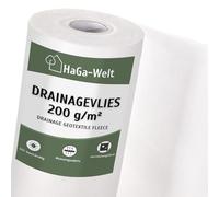 HaGa Drainagevlies 200 g/mq in 2 m di larghezza come drenaggio, tessuto non tessuto per sabbiera, geotessuto, tessuto separatore per giardinaggio e sotto i ciottoli (vendita al metro)