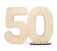 HAGEFOL Libro degli ospiti in legno con numero 50 - da scrivere come regalo con supporto e portacandele di compleanno - per 50 compleanni, 50 anni di anniversario o matrimonio