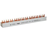 Hager KDN463A - Binario di fase 4P 63A 10qmm 12 unità, connettore forcella, isolato, grigio