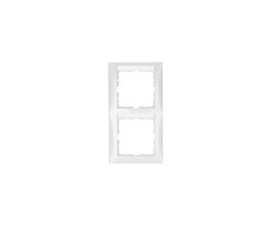 Hager S1 - Cornice 2 moduli verticale lucido bianco pile