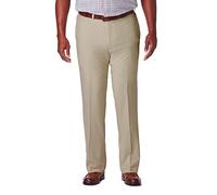 Haggar Cool 18 PRO Classic Fit Flat Front Casual Stretch Performance Golf Pant Pantaloni, Cachi, 34W x 31L Uomo