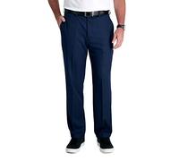 Haggar Cool 18 PRO Classic Fit Flat Front Casual Stretch Performance Golf Pant Pantaloni, Navy, 34W x 34L Uomo