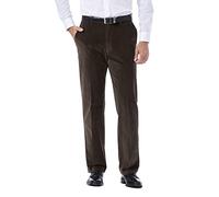 Haggar Men's 21 Wale Stretch Corduroy Expandable Waist Classic Fit Plain Front Pant, Brown, 34x31