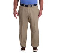 Haggar Men's Big and Tall Cool Right Performance Flex Solid Classic Fit Flat Front Pant
