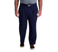 Haggar Men's Big and Tall Cool Right Performance Flex Solid Classic Fit Pleat Front Pant