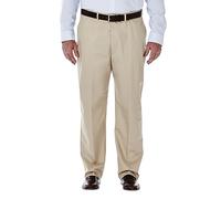 Haggar Men's Big-Tall Work to Weekend Hidden Expandable Waist Plain Front Pant,Khaki,52x34