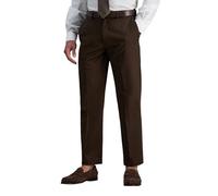 Haggar Men's Classic Fit Flat-Front Hidden Expandable Waistband Premium No Iron Khaki, 34W x 34L - Chocolate