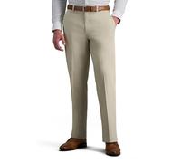 Haggar Men's Classic Fit Flat-Front Hidden Expandable Waistband Premium No Iron Khaki, 34W x 34L - Sand