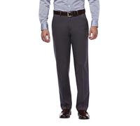 Haggar Men's Classic Fit Flat-Front Hidden Expandable Waistband Premium No Iron Khaki, 38W x 32L - Dark Grey