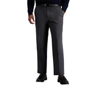 Haggar Men's Classic Fit Flat-Front Hidden Expandable Waistband Premium No Iron Khaki, 40W x 32L - Dark Grey