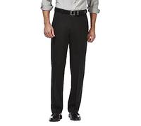 Haggar Men's Classic Fit Flat-Front Hidden Expandable Waistband Premium No Iron Khaki, 42W x 32L - Black