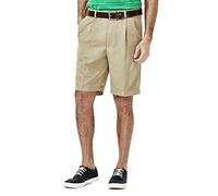 Haggar Men's Cool 18 Gabardine Hidden Expandable Waist Pleat Front Short,British Khaki,38