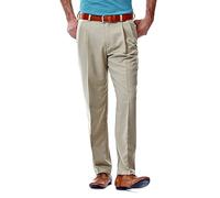 Haggar Pantaloni Uomo Cool 18 Heather Solid - Regular - 36W x 34L - British Khaki