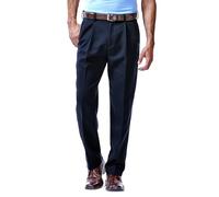 Haggar Men's Cool 18 Heather Solid Pant - Regular - 38W x 30L - Navy