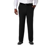 Haggar Men's Cool 18 PRO Classic Fit Flat Front Expandable Waist Pant, Black, 34Wx32L