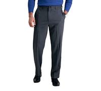 Haggar Men's Cool 18 PRO Classic Fit Flat Front Expandable Waist Pant, Charcoal Heather, 38Wx31L