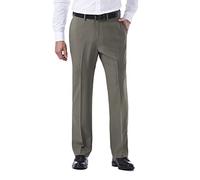 Haggar Men's ECLO Stria Expandable Waist Plain Front Dress Pant, Heather Grey, 40x31