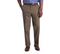 Haggar Mens Iron Free Premium Khaki classic Fit Flat Front Expandable