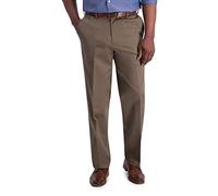 Haggar Men's Iron Free Premium Khaki Classic Fit Flat Front Expandable Waist Casual Pant