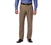 Haggar, Pantaloni da uomo Mynx in gabardine con vita espandibile nascosta, pinces, vestibilità classica, Cachi, 40W x 34L