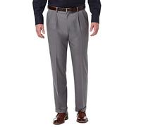 Haggar Men's Premium Comfort Classic Fit Pleat Expandable Waist Pant, Medium Grey, 34Wx30L