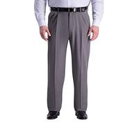 Haggar Men's Premium Comfort Classic Fit Pleat Expandable Waist Pant, Medium Grey, 44Wx32L