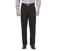 Haggar Men's Premium No Iron Classic Fit Expandable Waist Pleat Front Pant, Black, 36x29