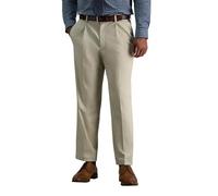 Haggar Men's Premium No Iron Classic Fit Expandable Waist Pleat Front Pant, Sand, 40x30