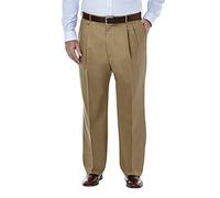 Haggar Men's Premium No Iron Classic Fit Pleat Front Casual Pant (Regular And Big & Tall Sizes), British Khaki-BT, 48W x 30L