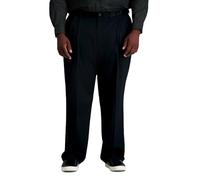 Haggar Men's Premium No Iron Khaki Classic Fit Pleat Front Casual Pant (Regular And Big & Tall Sizes), Black-BT, 46W x 32L
