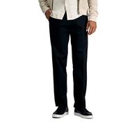 Haggar Men's Premium No Iron Straight Fit Invisible Flex Waist Plain Front Pant, Black, 34x32