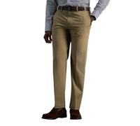 Haggar Men's Premium No Iron Straight Fit Invisible Plain Front Pant, British Khaki, 32x36