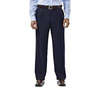 Haggar Men's Repreve Stria Gab Plain Front Dress Pant, Blue, 32Wx30L