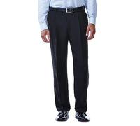 Haggar Men's Repreve Stria Gab Pleat Front Dress Pant,Black,42x32