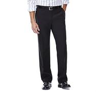 Haggar Men's Repreve Stria Hidden Expandable Waist Plain Front Dress Pant, Black,34x34