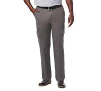 Haggar Men's Stretch Comfort Cargo Expandable Waist Classic Fit Plain Front Pant, Medium Grey, 40x34