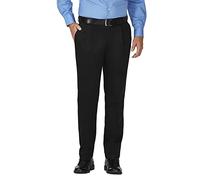 Haggar Men's Work To Weekend Khakis Hidden Expandable Waist No Iron Pleat Front Pant,Black,42x32