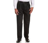 Haggar Men's Work To Weekend Khakis Hidden Expandable Waist No Iron Pleat Front Pant,Black,44x30
