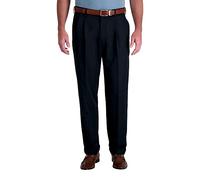 Haggar Mynx Gabardine - Pantaloni da uomo con pieghe sul davanti, con vita espandibile nascosta Marina Militare W40 / L32